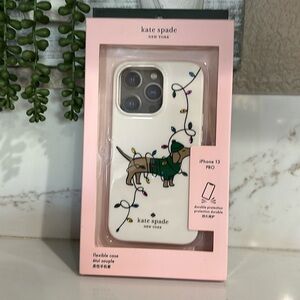 KATE SPADE Claude Dog Holiday Lights iPhone 13 PRO phone case NEW